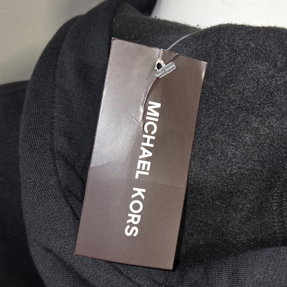 NWT Michael Kors Black Cotton Blend Pullover Drawstring Hoodie Size Large - Picture 7 of 8